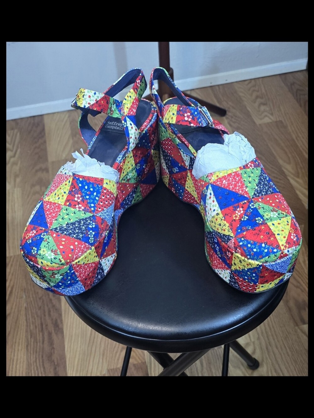 Jeffrey Cambell Bohemian Patchwork Platform Shoes - Multi-Color Sz US 10